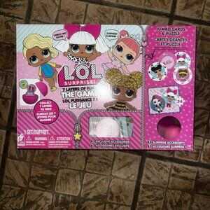 L.O.L. Surprise! 7 Layers of Fun Game Jumbo Cards Board Game & Puzzle Bundle GUC
